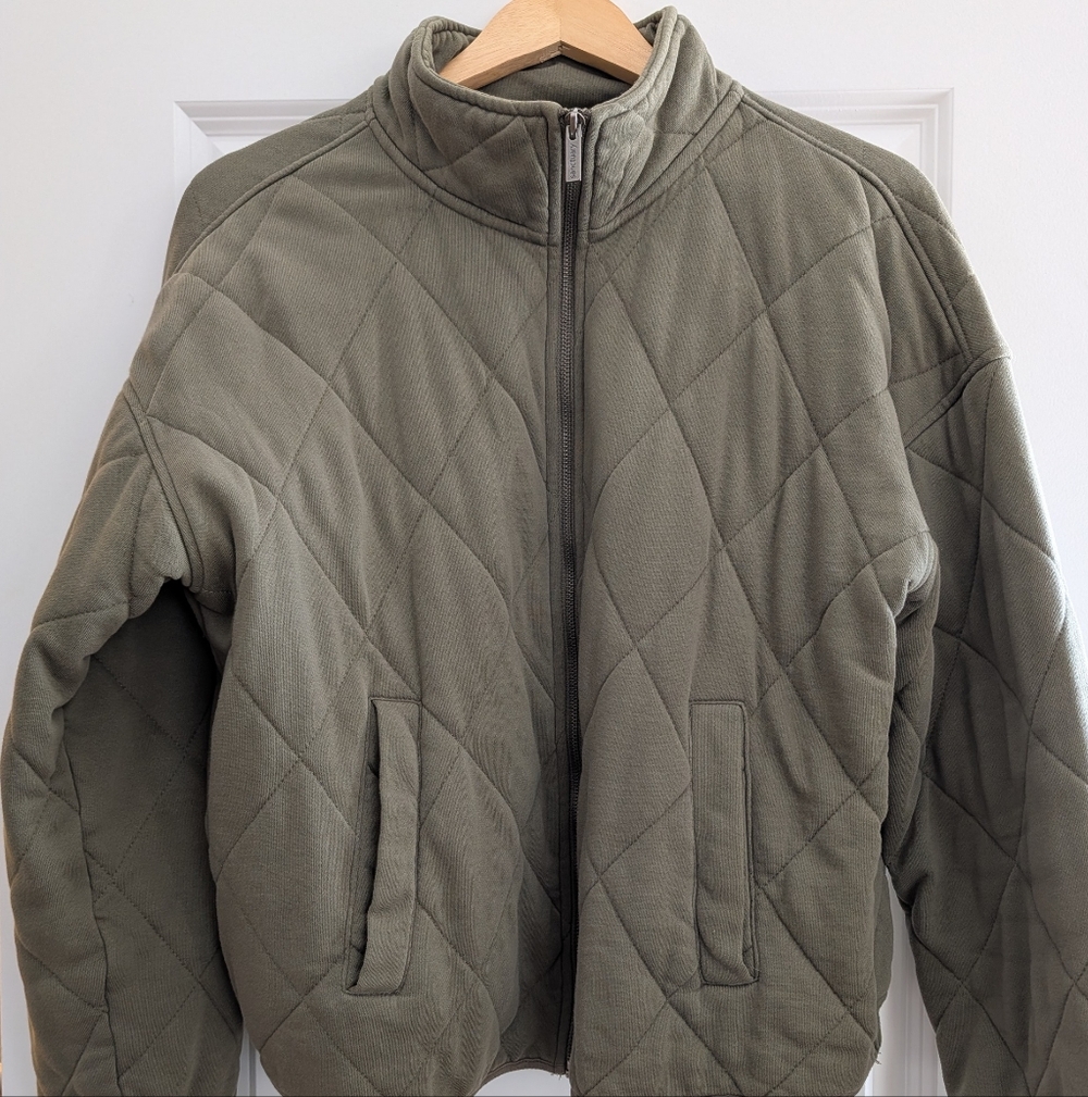 Sanctuary Olive Green Quilted Zip Jacket